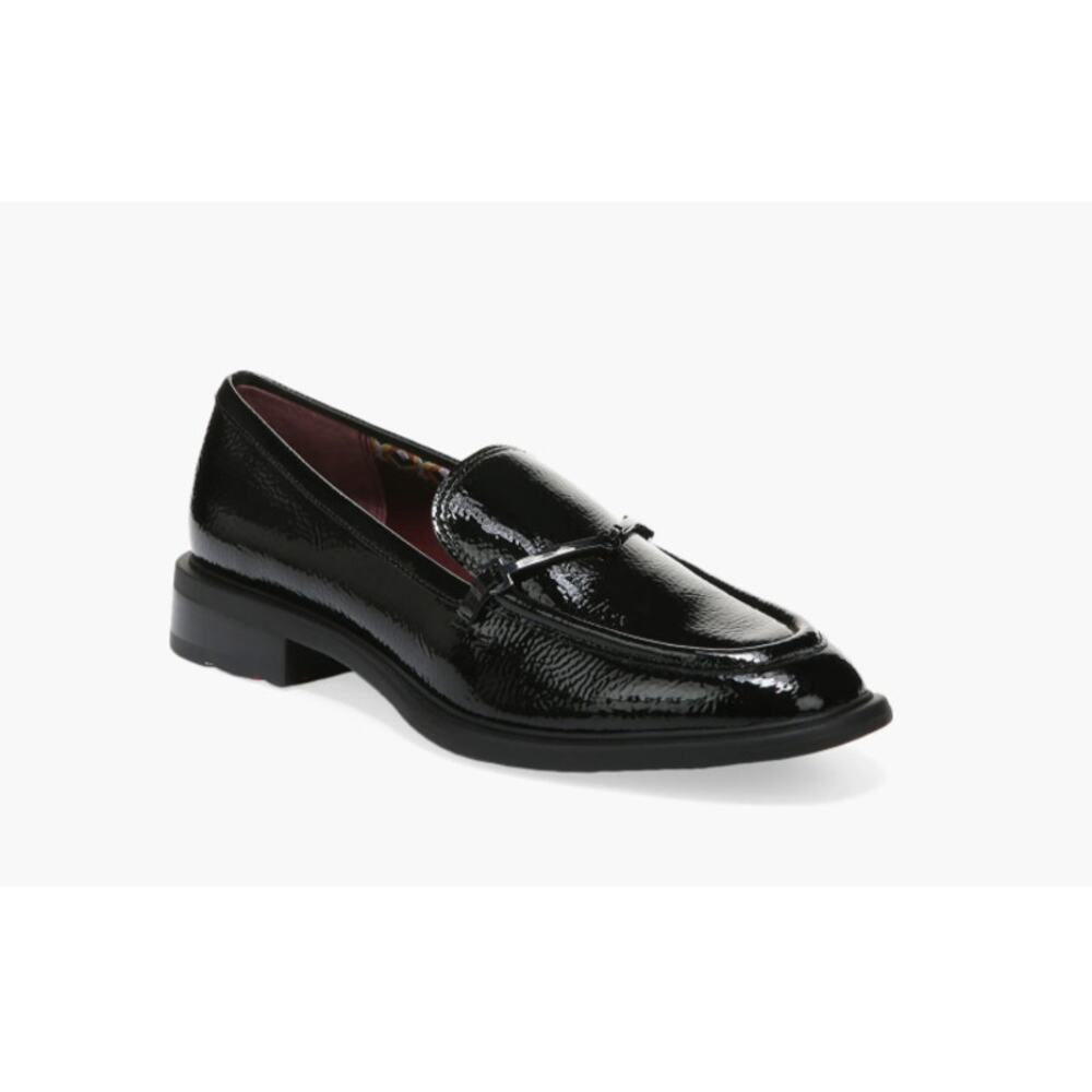 Franco Sarto Women's Black Patent Leather Silver Accent Loafers Size 9M - Picture 2 of 10
